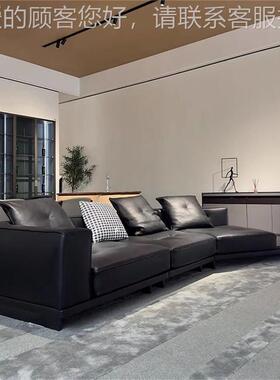 DYLAN迪头层真皮沙发角异直形意式兰极简布艺转D222大户型客厅排