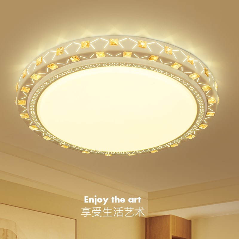 2021新款客厅水晶 灯简约现代吸顶灯led圆形卧室灯大气家用灯具