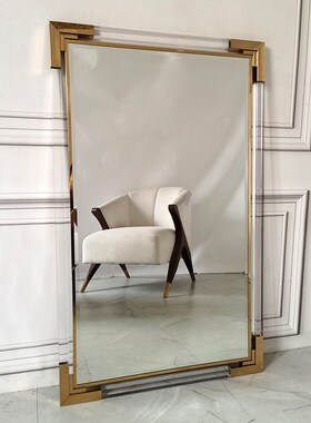 ins风现代简约亚克力梳妆镜轻奢化妆镜家用壁挂浴室镜不锈钢镜子