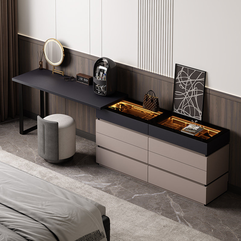 意式极简梳妆台斗柜一体简约书桌超薄首饰柜床尾储物收纳柜电脑桌,住宅家具,梳妆台/桌,淘宝优惠券,粉丝福利购,淘宝优惠卷