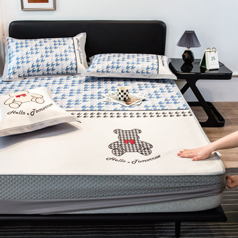 冰丝凉席可水洗夏季三件套床笠款2022新款可机洗折叠夏天空调席子