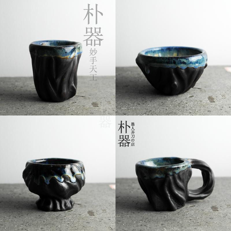 朴器 手工功夫茶具粗陶茶杯茶碗普洱大号杯子主人杯 仿木段品茗杯,餐饮具,茶杯,淘宝优惠券,粉丝福利购,淘宝优惠卷