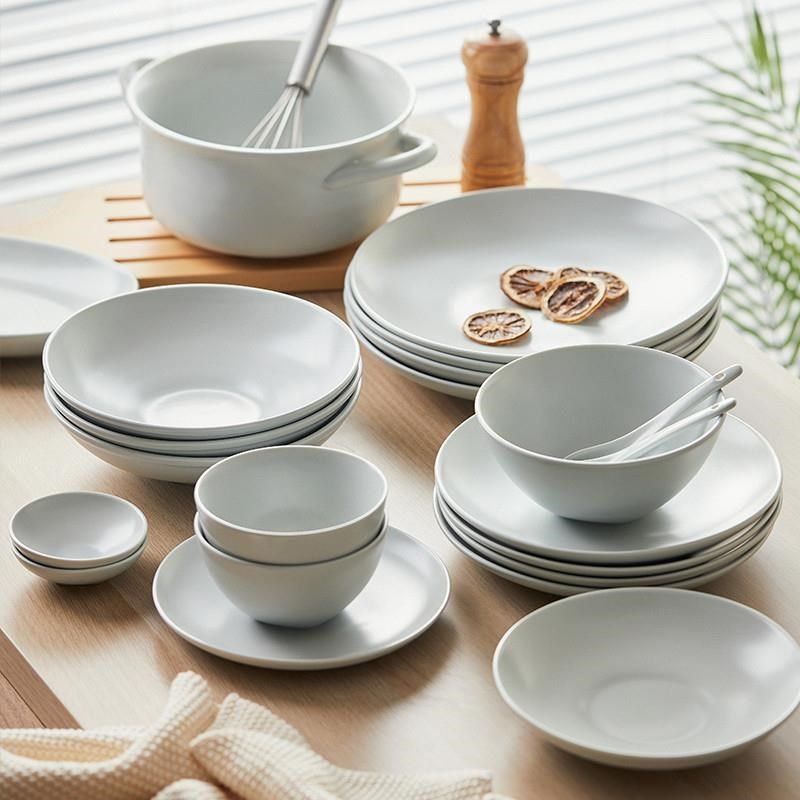 家用简约纯色莫兰迪色系陶瓷餐具套装碗碟盘乔迁送礼,餐饮具,碗,淘宝优惠券,粉丝福利购,淘宝优惠卷
