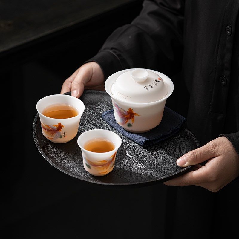 5万冰种羊脂玉功夫茶具套装白瓷家用会客高档轻奢泡茶盖碗茶杯,餐饮具,功夫茶具,淘宝优惠券,粉丝福利购,淘宝优惠卷