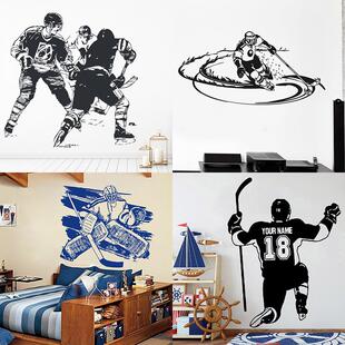 80款冰球运动员墙贴画Ice Hockey贴纸冰上曲棍球NHL比赛墙面装饰