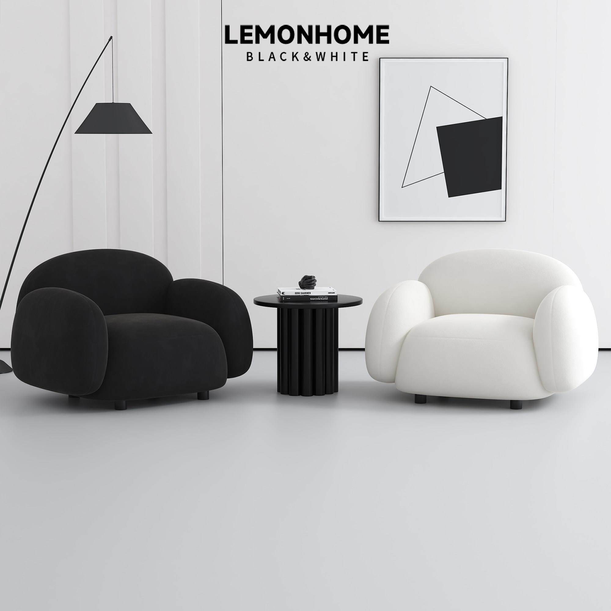 现代简约豆腐块单人沙发椅美容院创意民宿服装店铺休息区接待组合