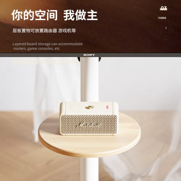 供应电视支架 可移动白色落地升降艺术氛围感闺蜜机推车支架