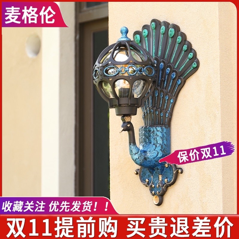 户外壁灯防水欧式别墅景观庭院大门创意孔雀走廊阳台室外墙壁led