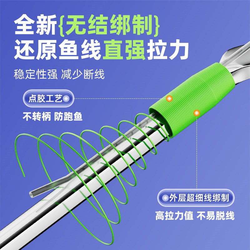 力丸罗非袖无结子线双钩成品绑好无刺倒长柄袖钩碳线飞磕鱼钩