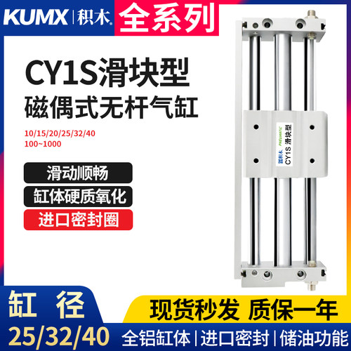 SMC型磁偶式无杆气缸RMT/CY1S25/32/40x100/200/300/400~1000滑台