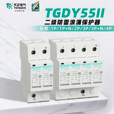 天正电气TGDY55II11防雷避雷器1P2P3P+N460KA二级电涌浪涌保护器