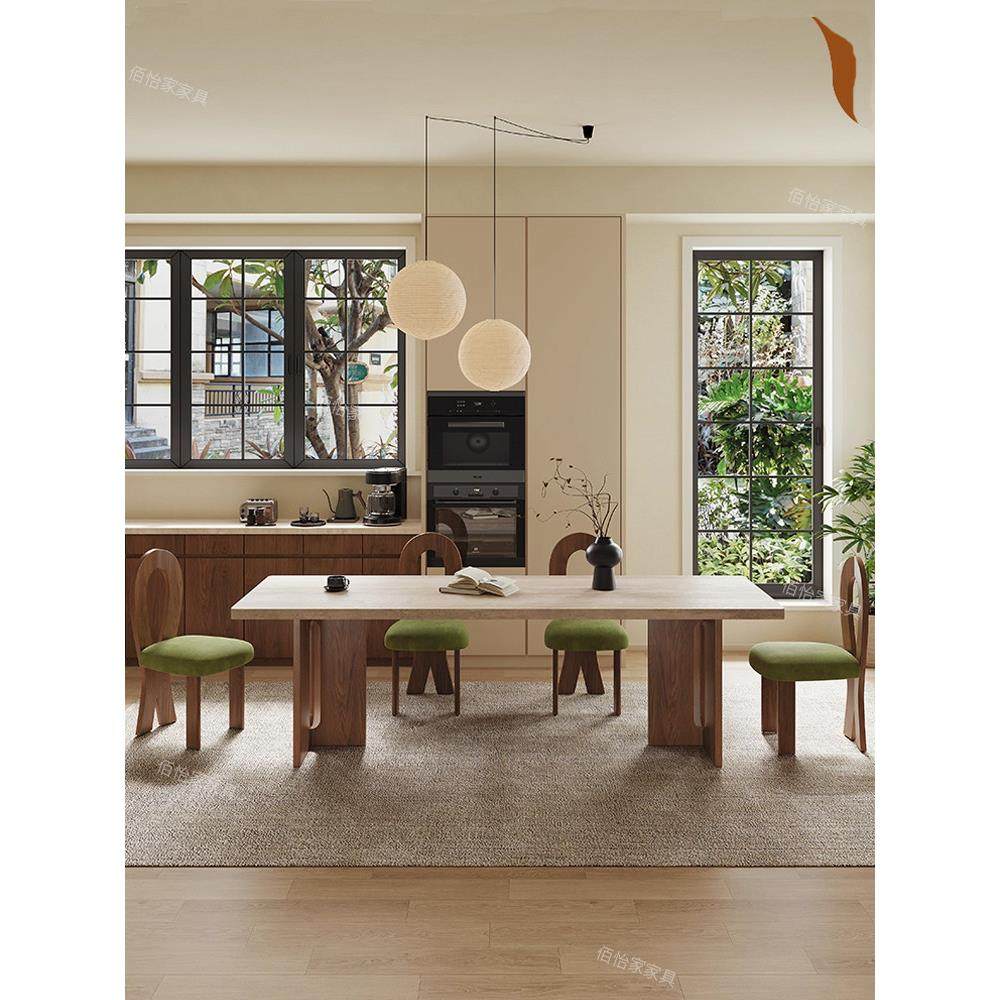 法式覆古下挂罗马洞石岩板餐桌中古风设计师原创家用岩板实木餐桌,3C数码配件,USB多功能数码宝,淘宝优惠券,粉丝福利购,淘宝优惠卷