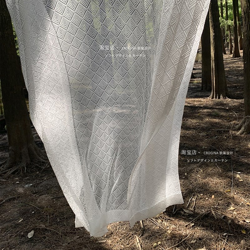 日式白纱帘镂空透光小众客厅阳台书房窗帘飘窗布帘挂钩韩式窗纱新