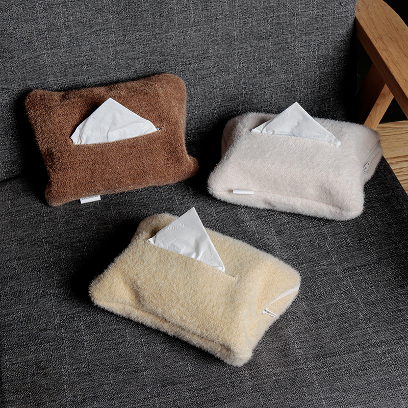 日式绒布艺纸巾盒简约民宿凹造型抽纸盒收纳袋创意家用客厅餐桌