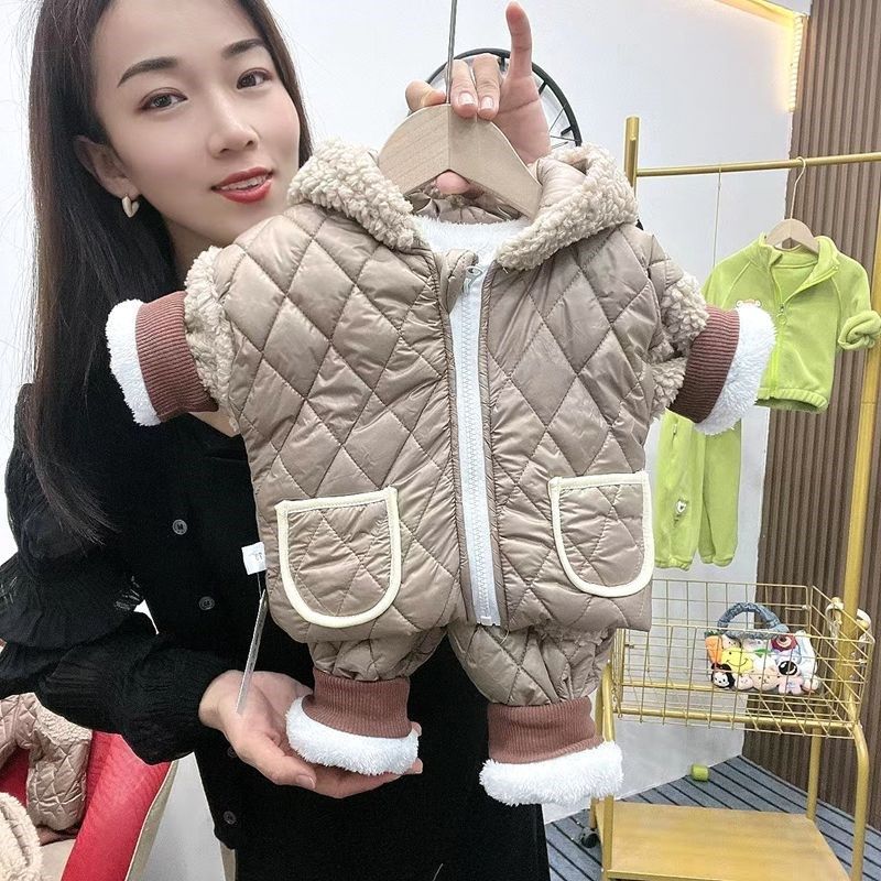 男宝宝冬装棉衣套装加厚0-1岁2两件套分体衣服女童秋冬季外出棉服