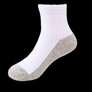 儿童袜子男童纯棉中筒袜黑底耐脏女童学生白色袜子秋冬中大童棉袜