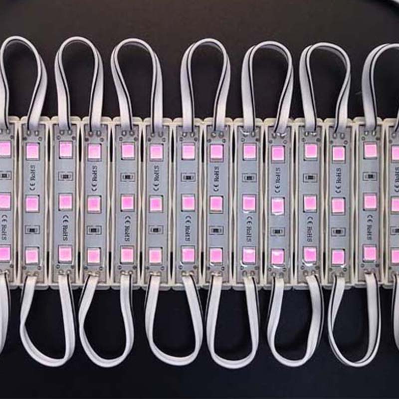 3灯粉红光 LED5054紫色光模组 12V滴胶防水 粉红色模组广告发光字