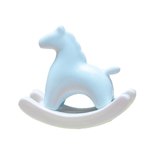 童年摇摇椅木马绿马吉祥摆件家居客厅办公室装饰桌面陶瓷工艺品