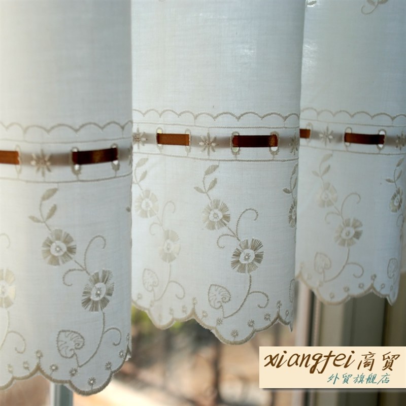日式涤棉田园半帘 咖啡帘挂帘布艺门帘 小窗帘短帘卧室帘厨房门帘