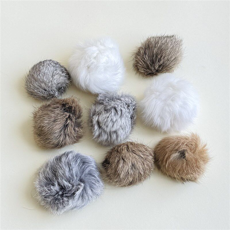 猫玩具兔毛球天然真兔毛球形逗猫球耐抓耐咬自嗨解闷自己玩猫丰容