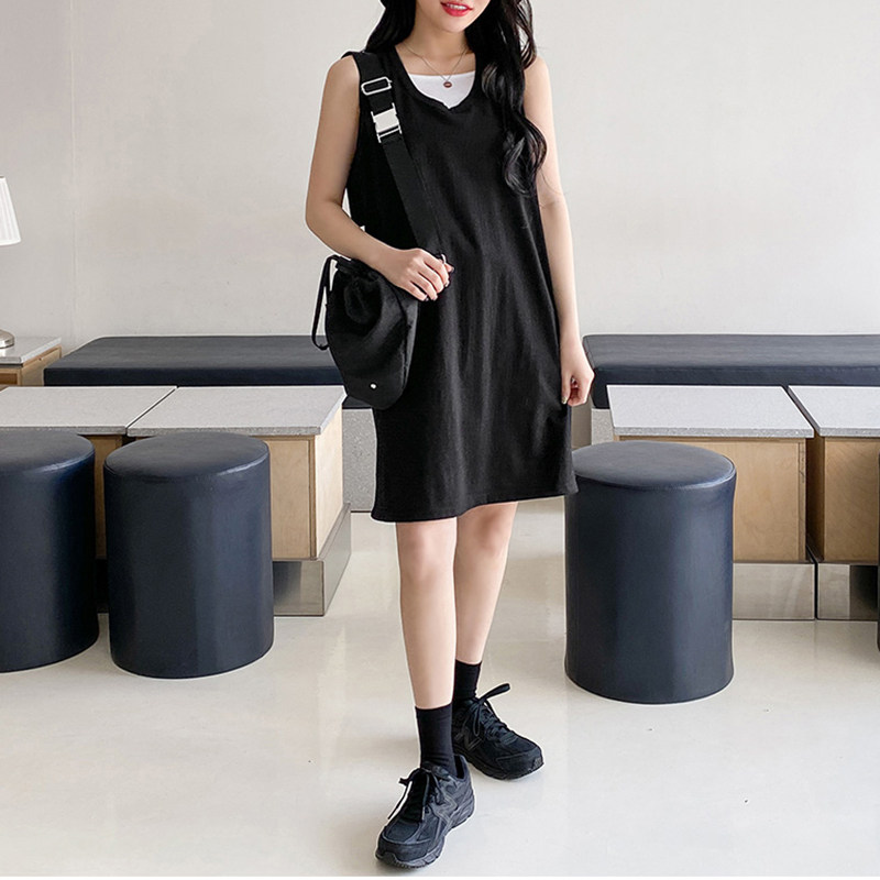 大码胖mm遮肚子连衣裙a型吊带背心女外穿遮跨叠穿神器下摆打底裙