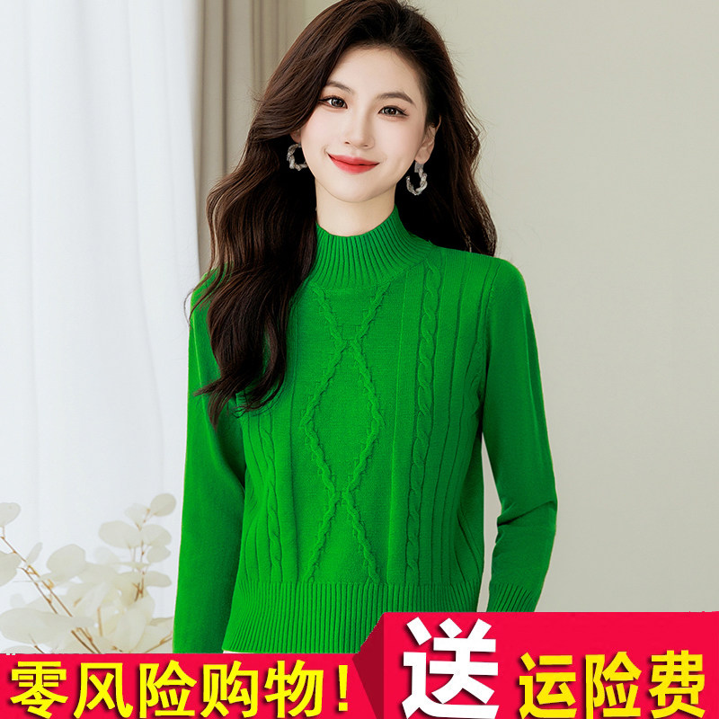 半高领短款毛衣女秋冬2023新款女装加厚套头小个子内搭针织打底衫