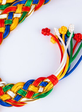 藏族手工五色金刚结汽车挂件五彩哈达辫子辩子吉祥结绳子西藏财鞭
