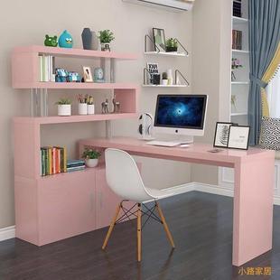 台式 电脑桌子转角书桌书柜一体钢化玻璃面桌家用书桌写字桌学习桌