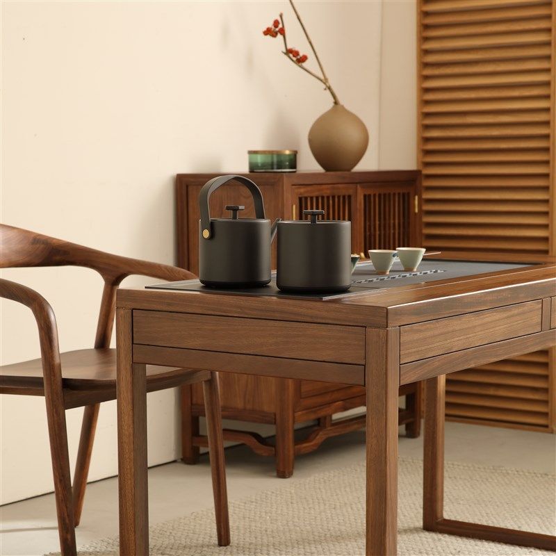 新中式实木茶桌椅组合家用功夫茶台小型办公室禅意茶桌茶室茶桌椅