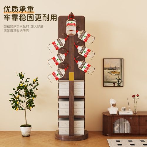 实木穿衣镜衣帽架镜子一体家用全身镜卧室落地镜可移动旋转挂衣架