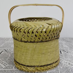 湘西传统竹编烘笼冬季户外钓鱼烤碳火取暖用具移动小竹笼装饰道具