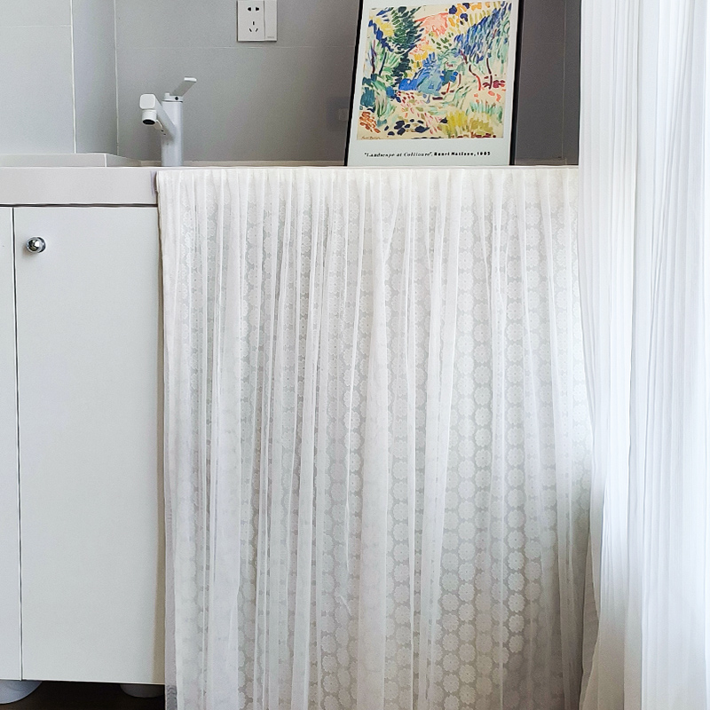 免打孔魔术贴网红法式洗衣机遮挡帘温柔风书柜鞋柜类遮挡帘可定制