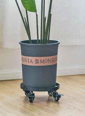 承重万向轮移动花架滑轮铁艺足浴木桶托盘落地式花托花盆底座圆形