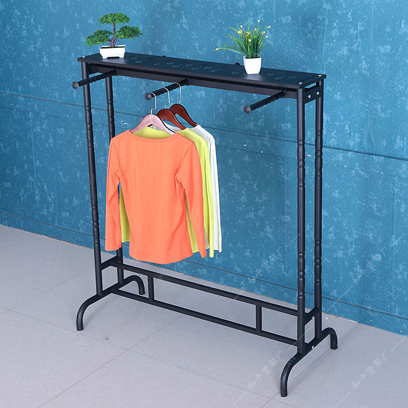 加厚服装店衣架展示架双正挂服装架中岛架双杠落地架铁艺服装货架