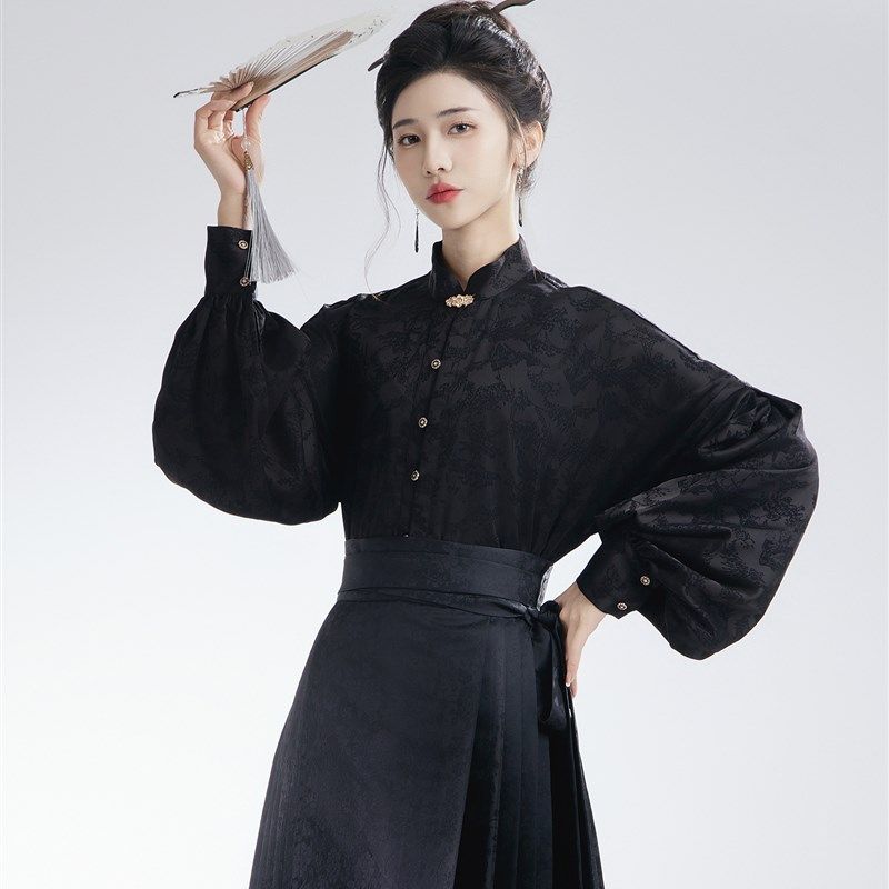 云涧山【玄落】改良汉服新中式衬衫马面裙上衣对襟衫国风衬衣秋冬