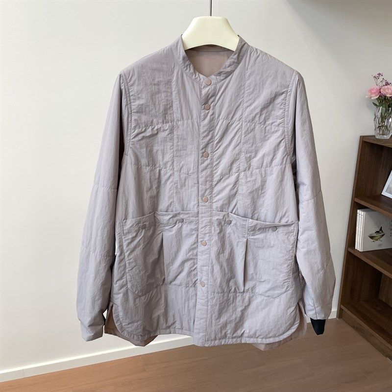 一定一定要收!~轻松的薄薄棉衣 撞色真美啊实用双面穿直筒外套女