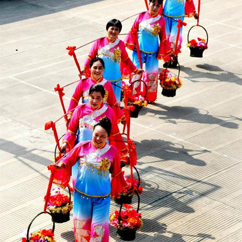 红扁担回娘家挑花篮专用有弹性定制舞蹈道具扁担儿童小扁担结婚