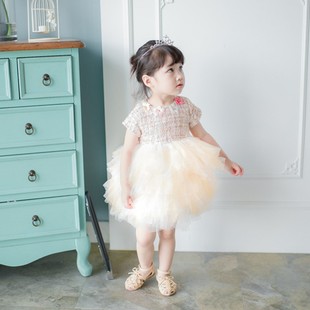 5岁女宝宝公主网纱蓬蓬裙可爱 女童周岁生日礼服裙百日服1