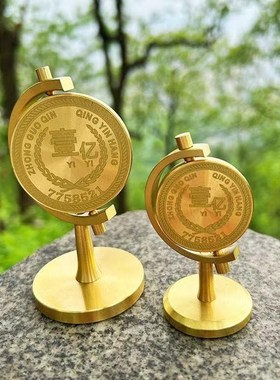 纯黄铜实心摆件高档一个亿小目标书房客厅车载办公室创意桌面摆件