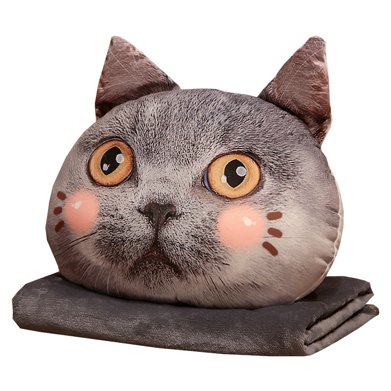 猫咪抱枕被子两用二合一办公室午睡枕头汽车靠枕车载学生睡觉靠垫