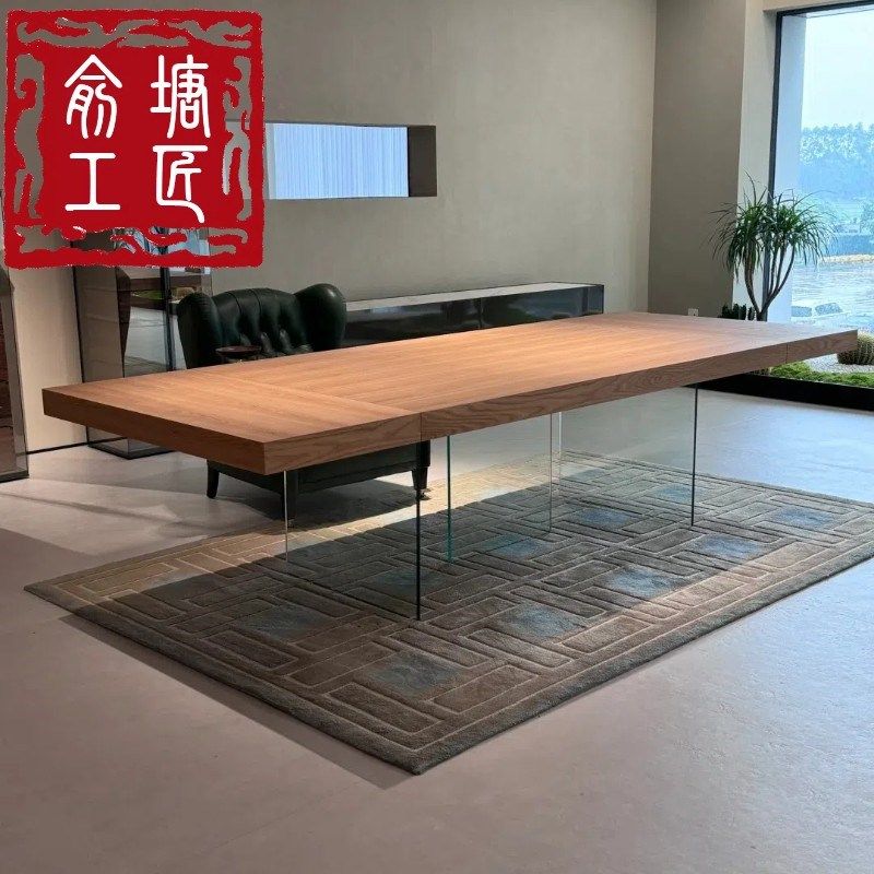 新中式实木阳台茶桌椅组合北美黑胡桃木书桌一体两用禅意茶室定制