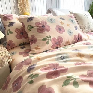 纯棉被套单件田园风被罩单双人150x200x230全棉床单四件套可定制