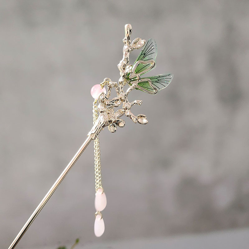 新款古风绿蜻蜓流苏发簪复古气质盘发簪子汉服步摇头饰发饰女,节庆用品/礼品,文化创意手环,淘宝优惠券,粉丝福利购,淘宝优惠卷