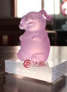 琉璃摆件创意家居装饰品招财生肖猪送家人朋友同事同学的生日礼物