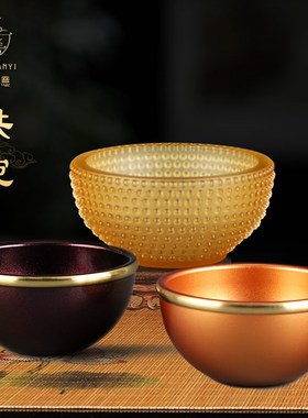 全铜琉璃供佛碗斋碗油碗金饭碗家用供奉素菜饭碗聚宝盆供七宝