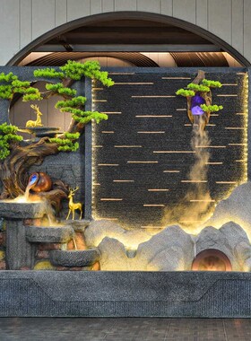 客厅水幕墙流水摆件办公室玄关装饰户外庭院酒店假山屏风景观落地