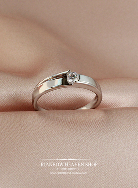 情侣男戒指磨砂光面锆石简约闭口结婚礼交换道具订婚指环镶嵌小众