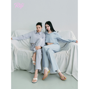 高支纯棉家居服衬衫 套装 多场景外出居家 家居衬衫 RIFI