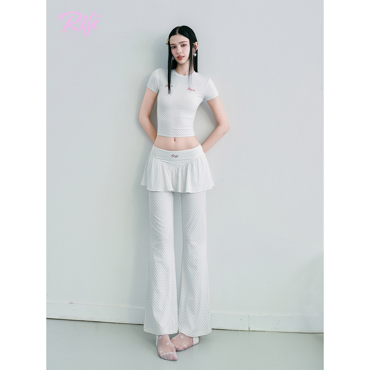 【赵露思同款】RIFI / "波点针织家居服"女款短袖T恤家居服可外穿,女士内衣/男士内衣/家居服,睡衣/家居服套装,淘宝优惠券,粉丝福利购,淘宝优惠卷