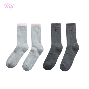 RIFI 厚底运动袜保暖提花棉袜运动瑜伽袜 徽标提花棉袜